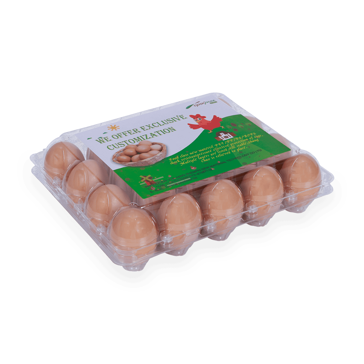 100% recyclebaar 6 12 18 20 24 25 cellen gelabeld plastic eierdozen