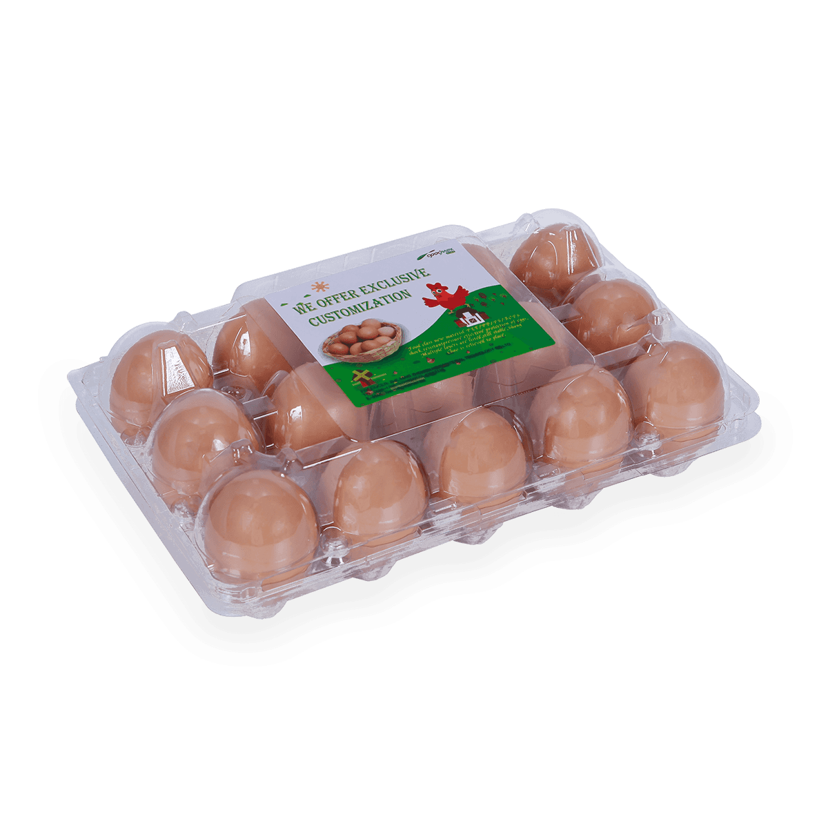 100% recyclebaar 6 12 18 20 24 25 cellen gelabeld plastic eierdozen