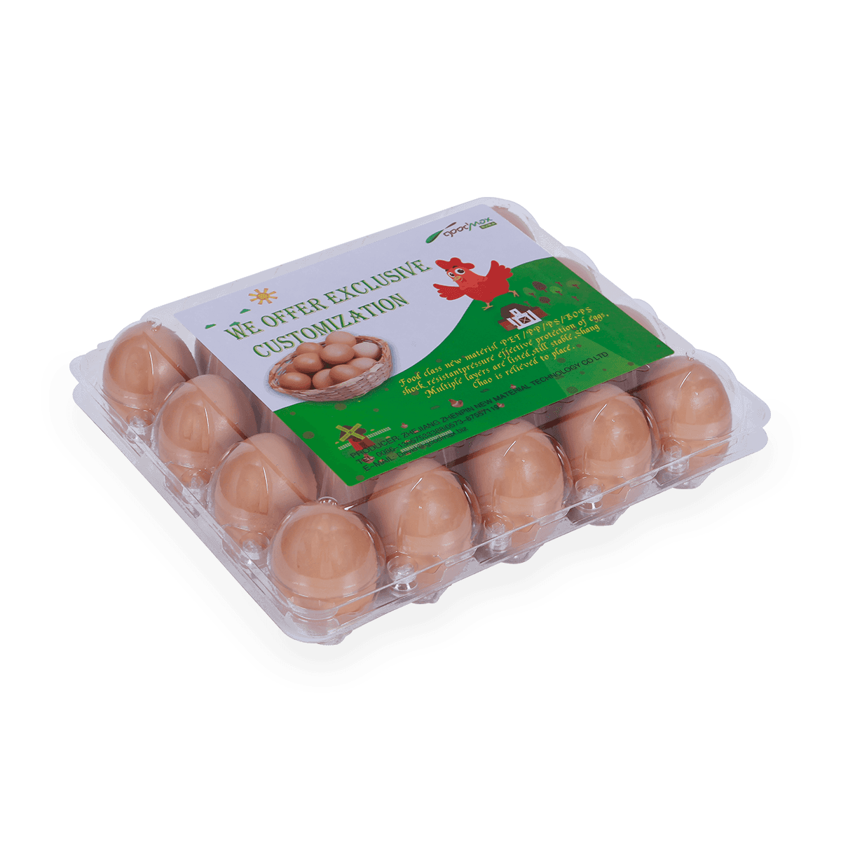 100% recyclebaar 6 12 18 20 24 25 cellen gelabeld plastic eierdozen