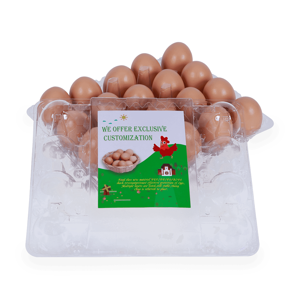 100% recyclebaar 6 12 18 20 24 25 cellen gelabeld plastic eierdozen