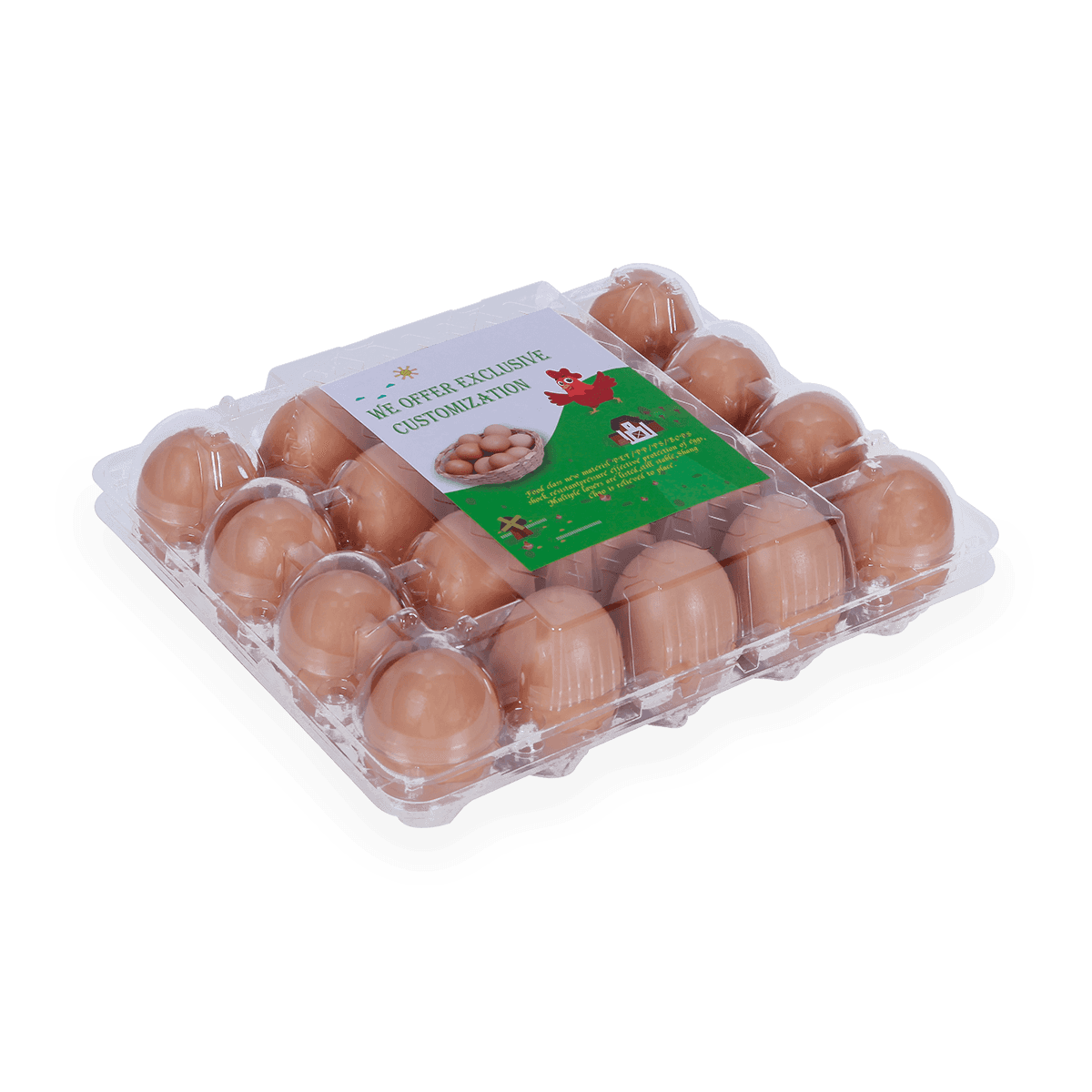 100% recyclebaar 6 12 18 20 24 25 cellen gelabeld plastic eierdozen