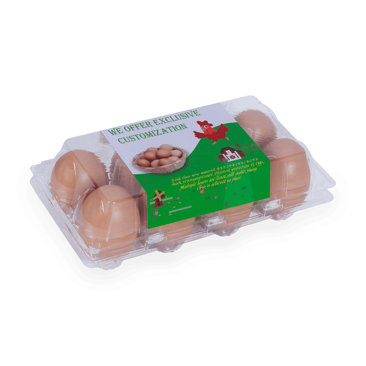 100% recyclebaar 6 12 18 20 24 25 cellen gelabeld plastic eierdozen