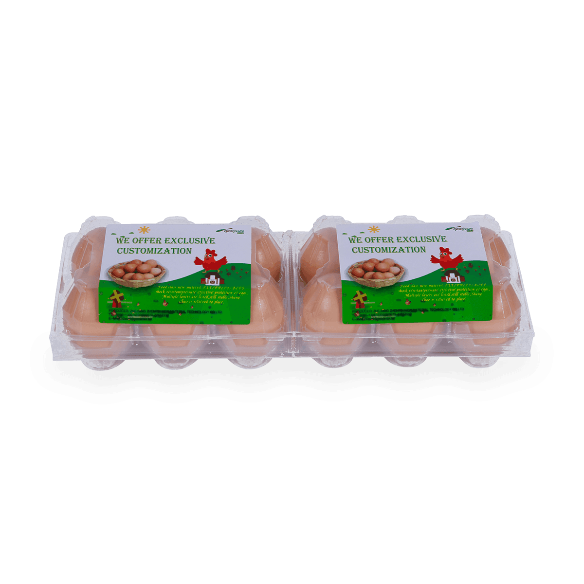 100% recyclebaar 6 12 18 20 24 25 cellen gelabeld plastic eierdozen