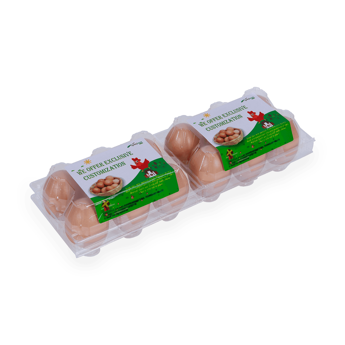 100% recyclebaar 6 12 18 20 24 25 cellen gelabeld plastic eierdozen