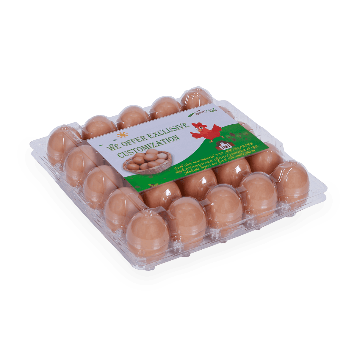 100% recyclebaar 6 12 18 20 24 25 cellen gelabeld plastic eierdozen