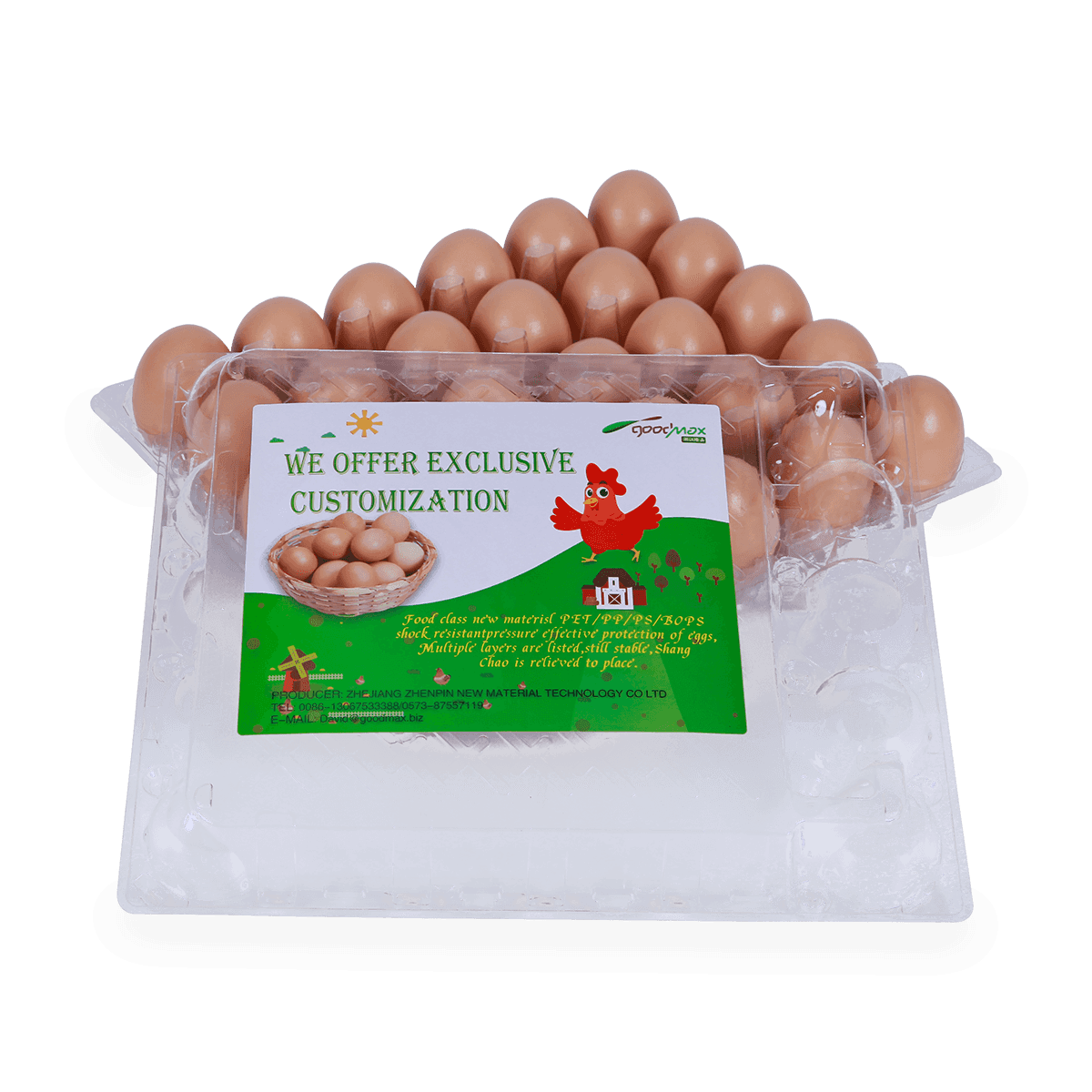 100% recyclebaar 6 12 18 20 24 25 cellen gelabeld plastic eierdozen