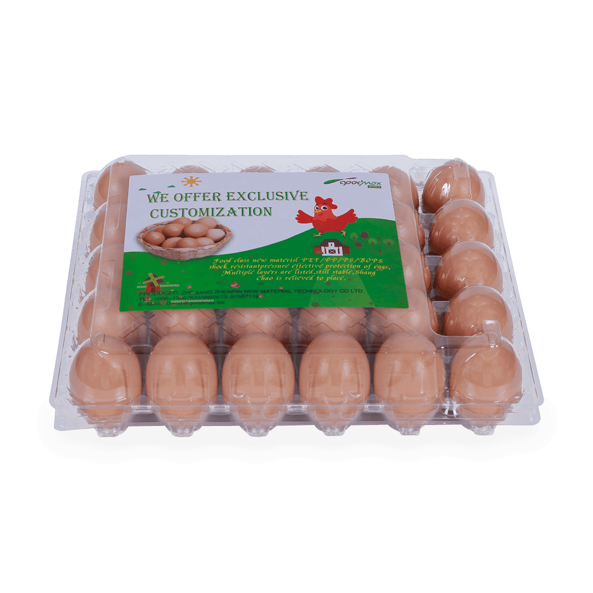 100% recyclebaar 6 12 18 20 24 25 cellen gelabeld plastic eierdozen