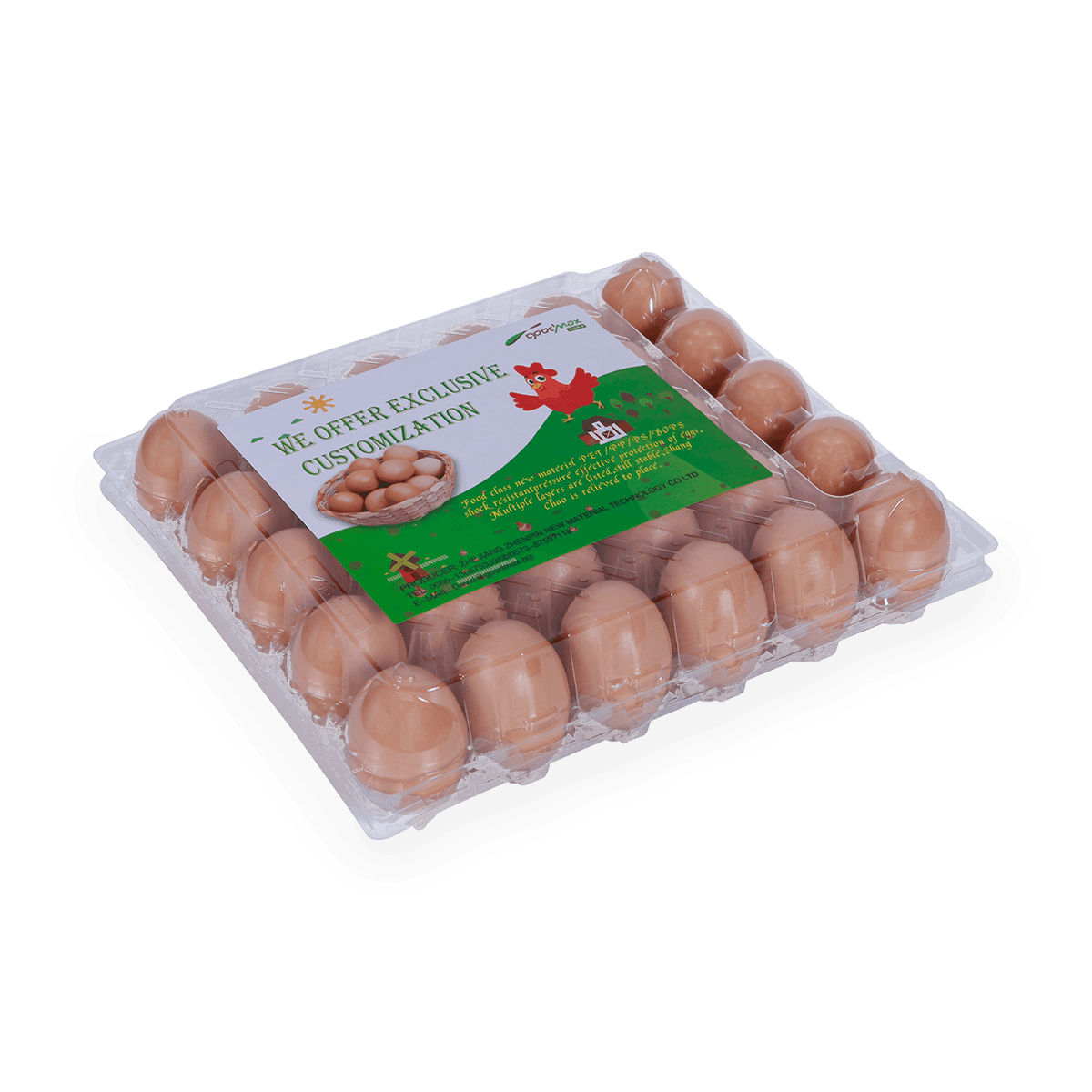 100% recyclebaar 6 12 18 20 24 25 cellen gelabeld plastic eierdozen